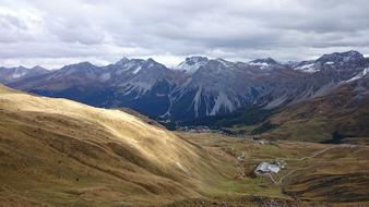 view of the mountains with snowy top