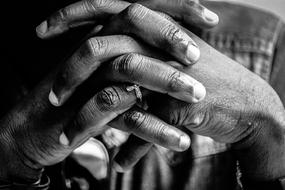 Hands Clasp Pray black and white