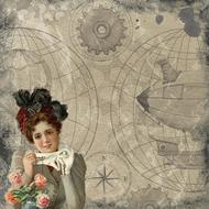 background vintage victorian girl map