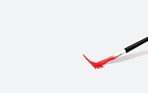 paint brush red paper background