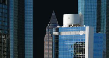 modern skyscrapers of frankfurt close up
