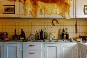 Interior of the house in the ghost town of Berlin in Nevada, USA