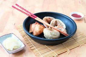 Asian dumplings in a plate