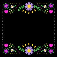 black square frame with floral pattern