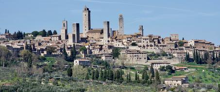 panoramic view of traditional architecture in tuscany