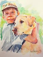 Boy Dog Portrait drawing