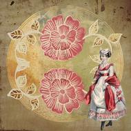 vintage background girl in Victorian dress and flowers