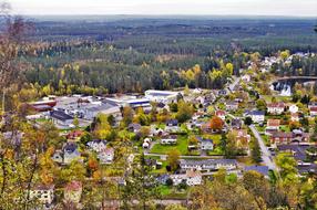 panoramic view of a small town in sweden