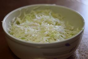 sliced cabbage in a plate