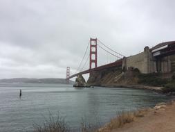 view of the beach with the bridge