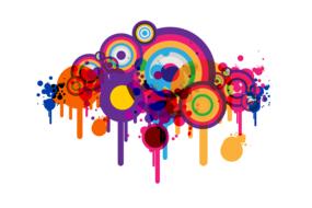 colorful blob rings, abstract drawing
