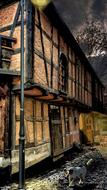 Beautiful, old, orange house on the street