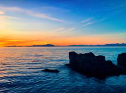shore of Vancouver Island at sunset in Canada