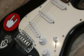 black and white rock electric guitar