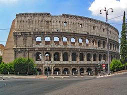 crossroads in front of the colosseum in rome