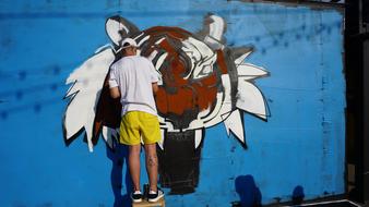 Painting man graffiti