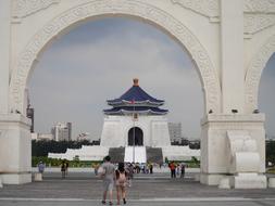 People, at the beautiful and colorful Chiang Kai-Shek Memorial Hall in Taipei, Taiwan