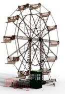 ferris wheel, glass construction, render