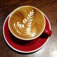 milk coffee with a pattern
