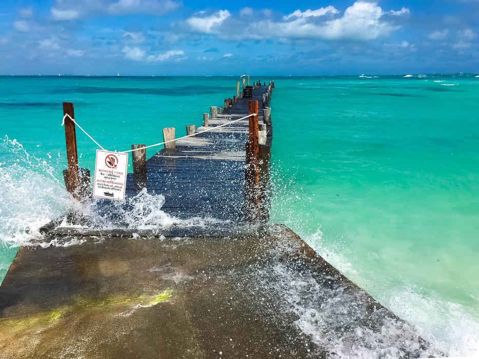 long bridge by the blue sea