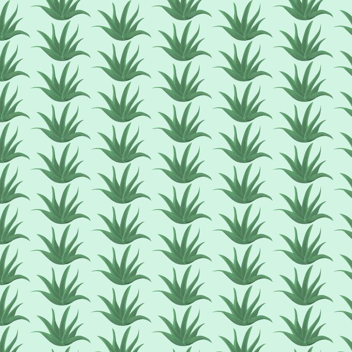 Beautiful pattern with green aloe plants, at light, green background