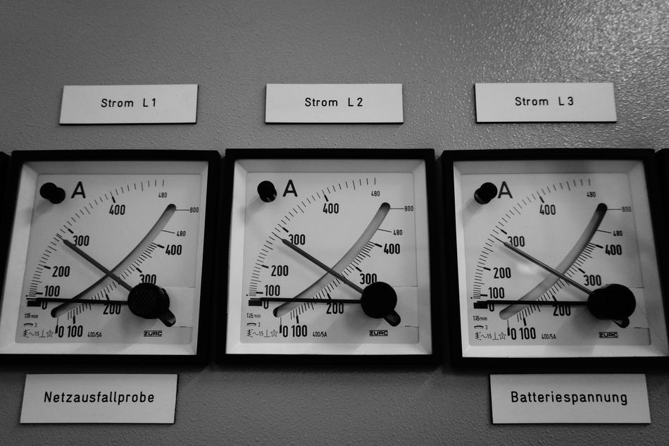 Ammeter on a gray surface close up
