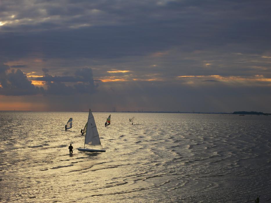 Sails on Sea at Evening