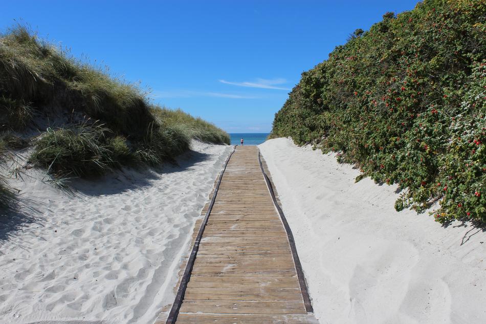 Sand Beach pier by Ocean