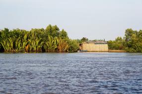 view from the river to the green banks