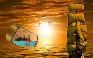 Fantasy digital art of Sea Sailing Vessel