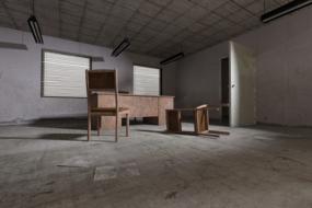 wooden furniture in an abandoned room