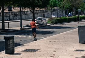 Skateboarding Street Downhill