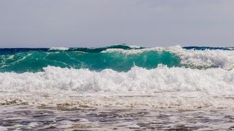 big sea wave blue