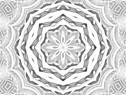 Mandala, grey and white Pattern
