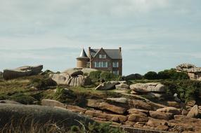 distant view of a mansion on the france coast