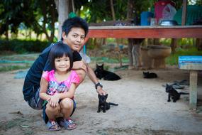 Countryside Kitten Girl And man