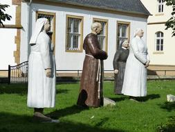 Figure wood people and house