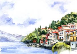 architecture varenna oil drawing