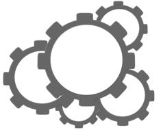 Grey and white gears, at white background, clipart