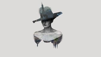 beautiful woman with hat as digital painting