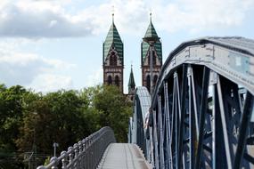 landscape of Blue Bridge Freiburg and green trees