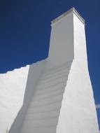 Beautiful, white house in Barbados, under the blue sky