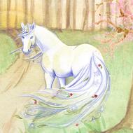 drawing of a magical white unicorn