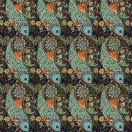 Colorful and beautiful, patterned texture with the fish, clipart