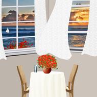 windows sun house drawing