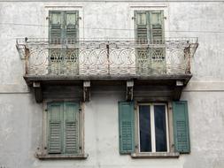 balcony on the facade of an old house in the old town