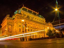 Prague Museum Building on street at night