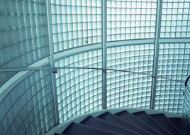 glass walls near the stairs