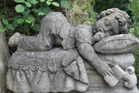Sculpture Stone Garden boy sleep