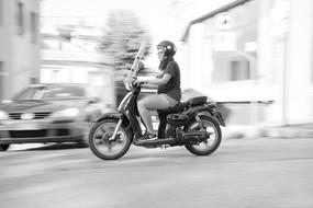 Scooter Traffic Woman Black And